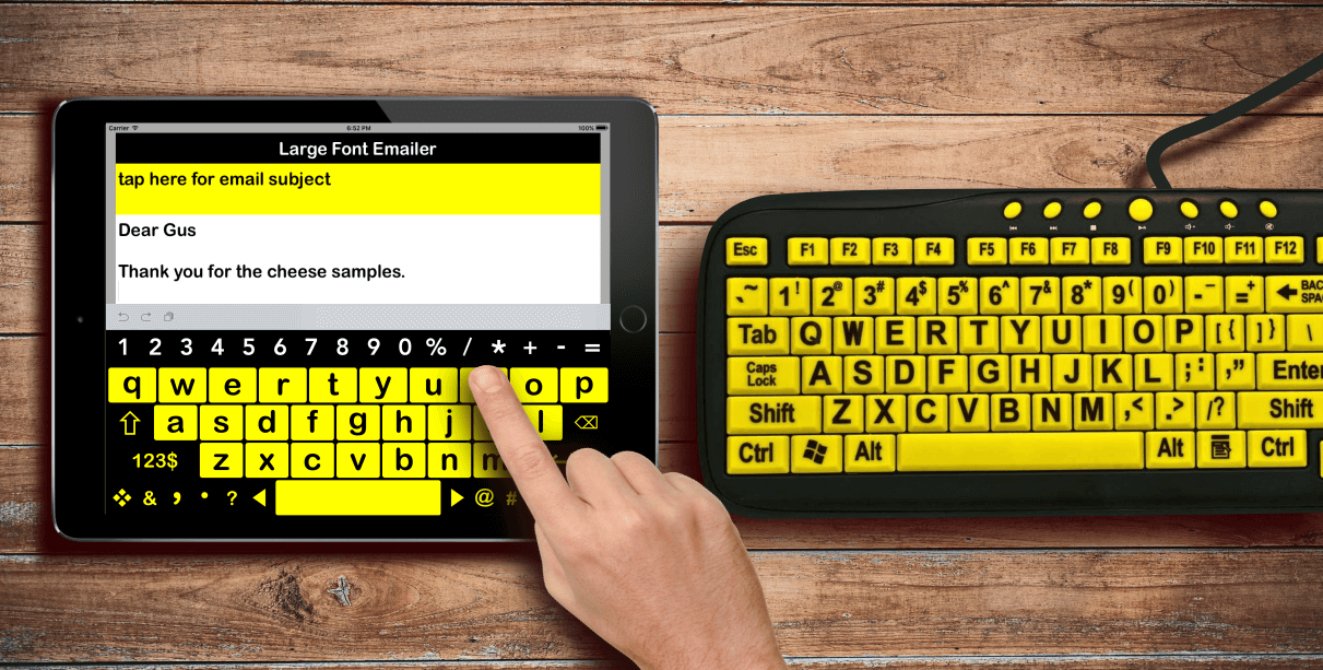 large print keyboard app for low vision and low dexterity ipad users