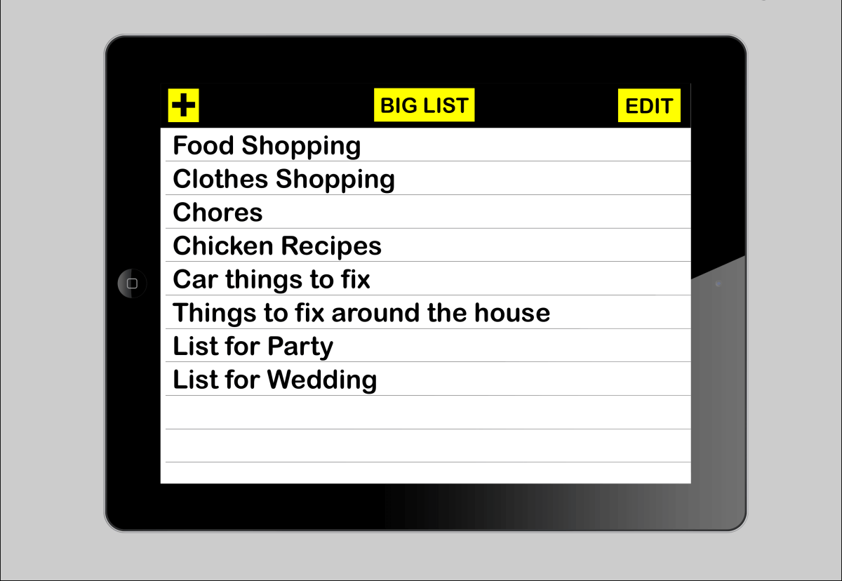 Big List Large Print note taking app